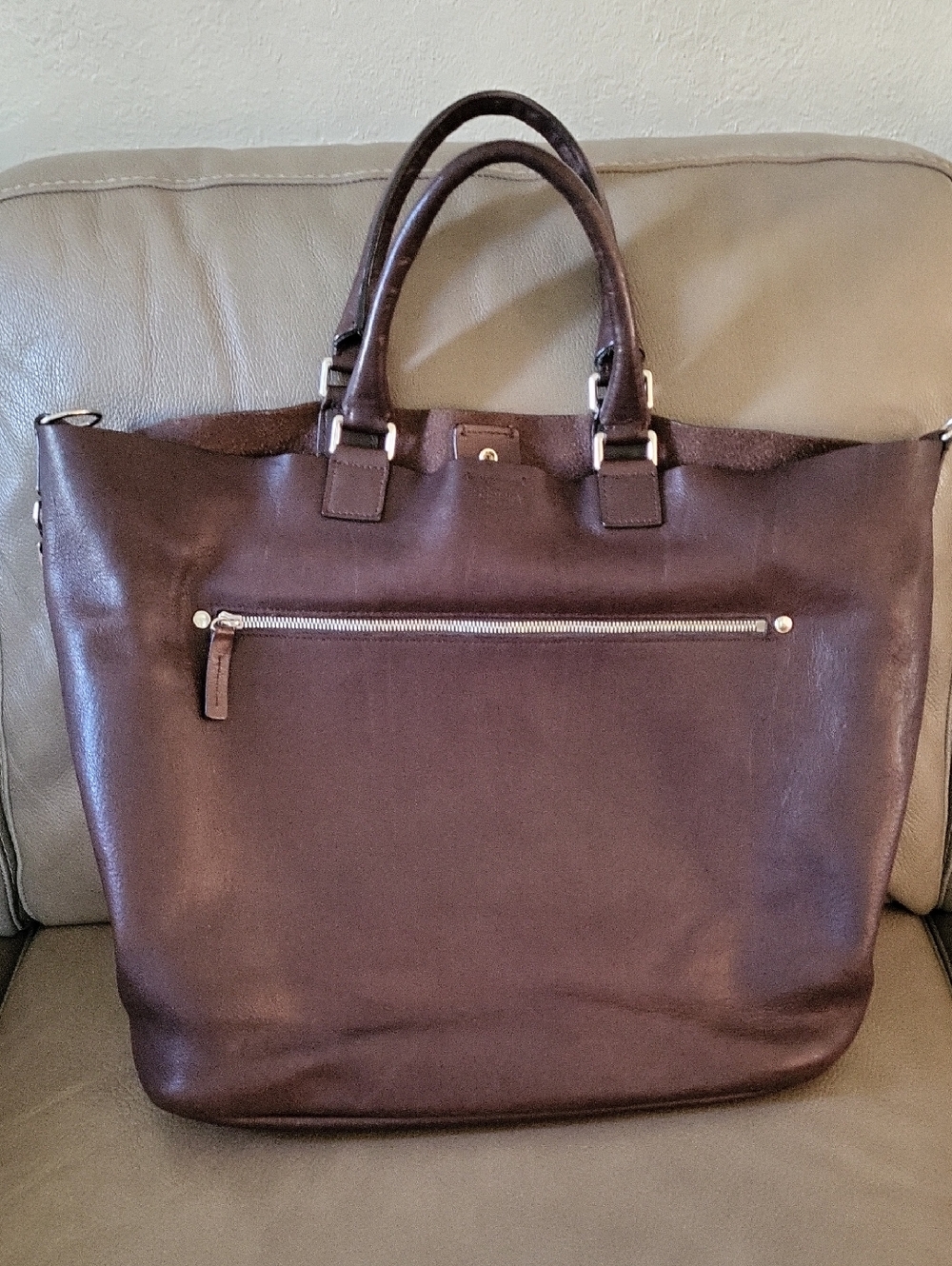 Shinola Large Brown Leather Tote